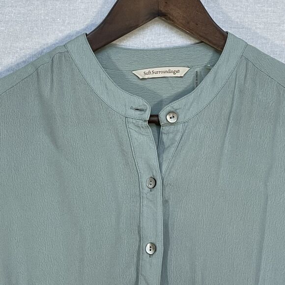 Soft Surroundings Blouse Top Women Size XSP Green 3/4 Sleeve Style# 38823 - Picture 5 of 13